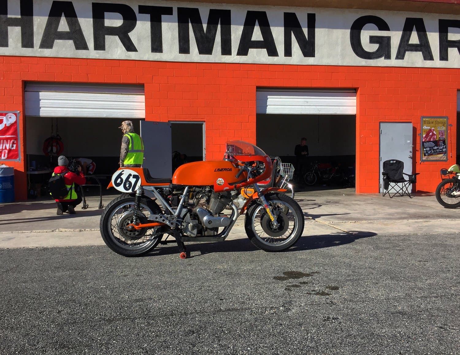 An image of an orange coloured Laverda 750 SFC-spec racer